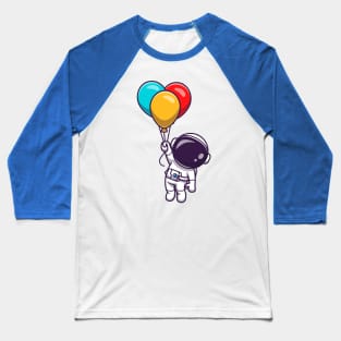 Cute Astronaut Floating With Colorful Balloon Cartoon Baseball T-Shirt